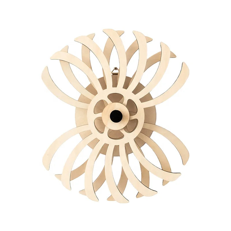 Kinetic Sculpture 3D Wood Windmill Wall Art Ornament Hanging Wind Spinner for Home /Living Room Decoration