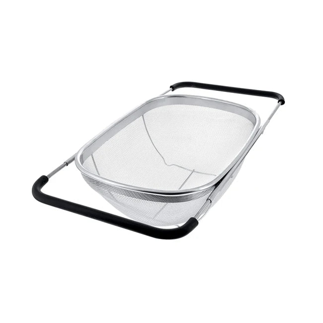 Kitchen Over the Sink Stainless Steel Oval Colander Stretch Rinse Fruit Vegetable