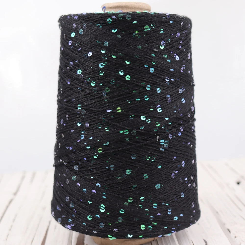 3mm Sequin Wholesale Fancy 100% Combed Cotton Yarn with Transparent Sequins for Hand Knitting