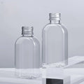 Custom Food Grade PET Plastic Juice Bottle Flat Shape Beverage Milk Tea Coffee Soda Bottle Packaging with Aluminum Screw Cap