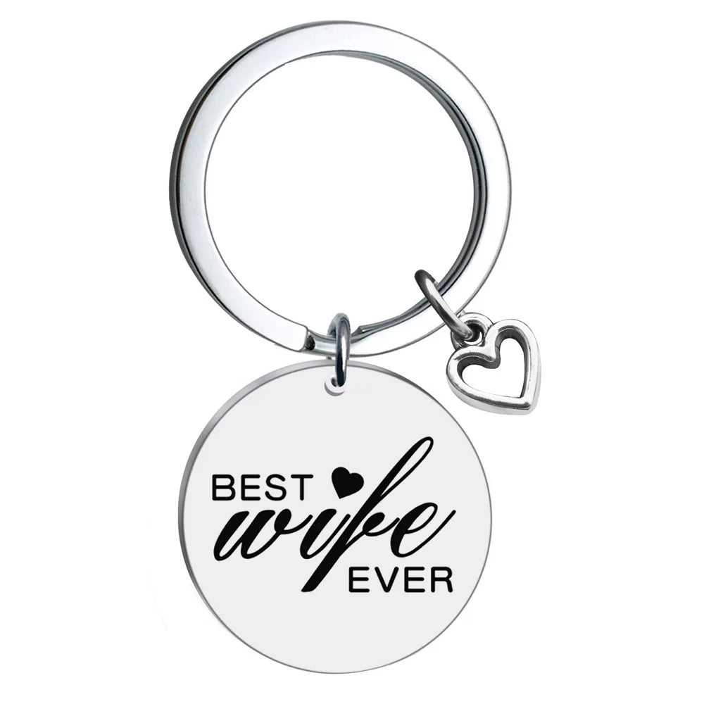 AA00460 Stainless Steel Keychain Heart Shape Family Members Wife Mom Nana Grandma Mimi Key Chain for Family Gifts