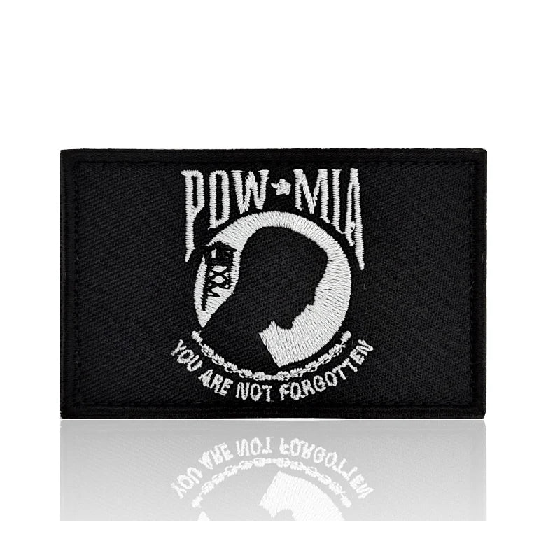 POW MIA Commemorative Badge You Are Not Forgotten Embroidered Patches With Sequins Sustainable Canvas for Decoration