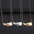 G3971 Wholesale Custom Name Necklace Stainless Steel Gold Plated Personalized Heart Daisy Flower Necklace