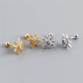 SP Luxury Cubic Zircon Starburst Stud Earrings Screw Back 925 Sterling Silver Gold Plated Star Stud Earring