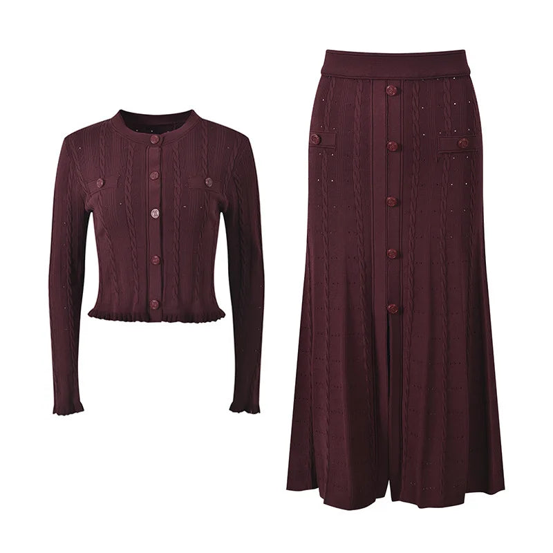 2025 New Arrival Autumn Collection Knitted Sets Luxury Suits Fashion French Chic Elegant Two Piece Outfits for Women
