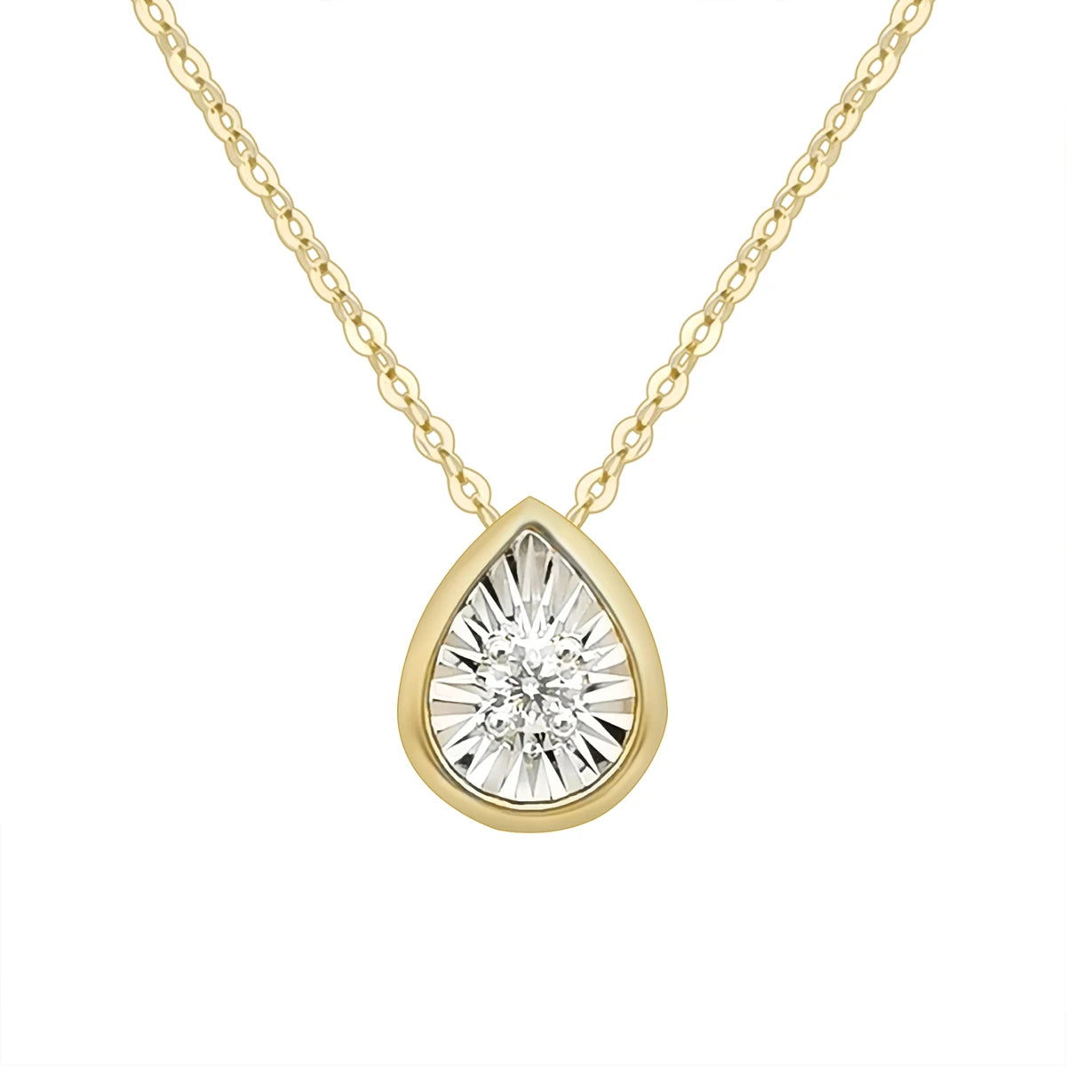 AU750 Gold Necklace 18k Real Diamond Drop Water Pedant Necklace for Women