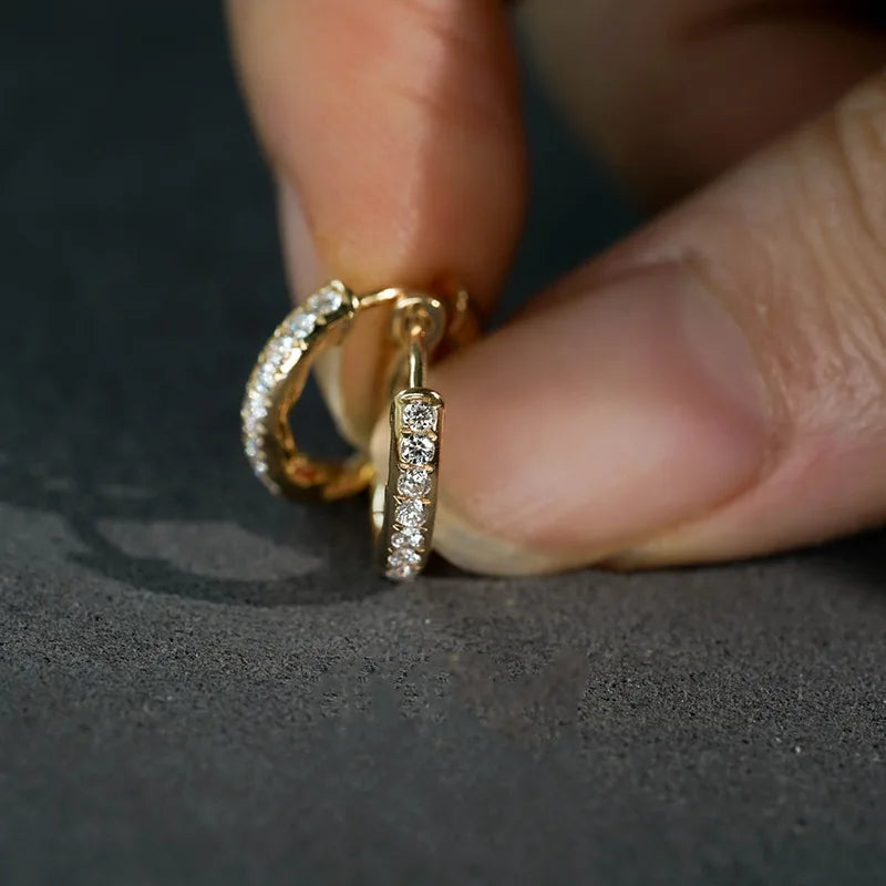 Delicate Fancy 18K Gold Plated Pure 925 Sterling Silver CZ Zircon Twisted Hoop Earrings for Women Girls Jewelry