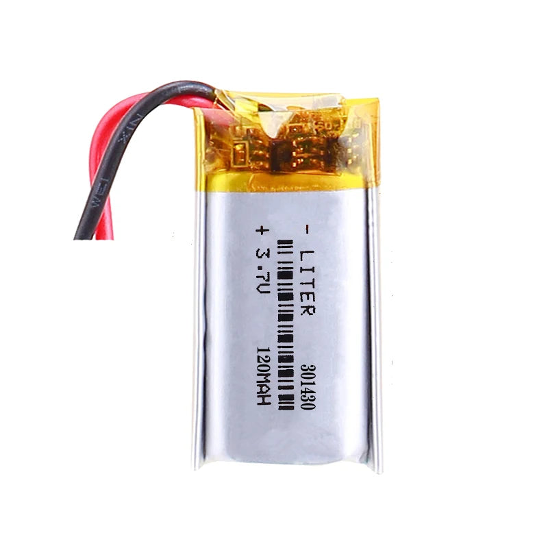 Custom Battery Lipo 301430 3.7V 120mAh Rechargeable Lithium Ion Polymer Battery