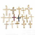 CZ8101 Dainty 18K Gold Plated Crystal CZ Diamond Paved Cross Charm PendantsCubic Zirconia Inlaid Cross Catholic Pendant