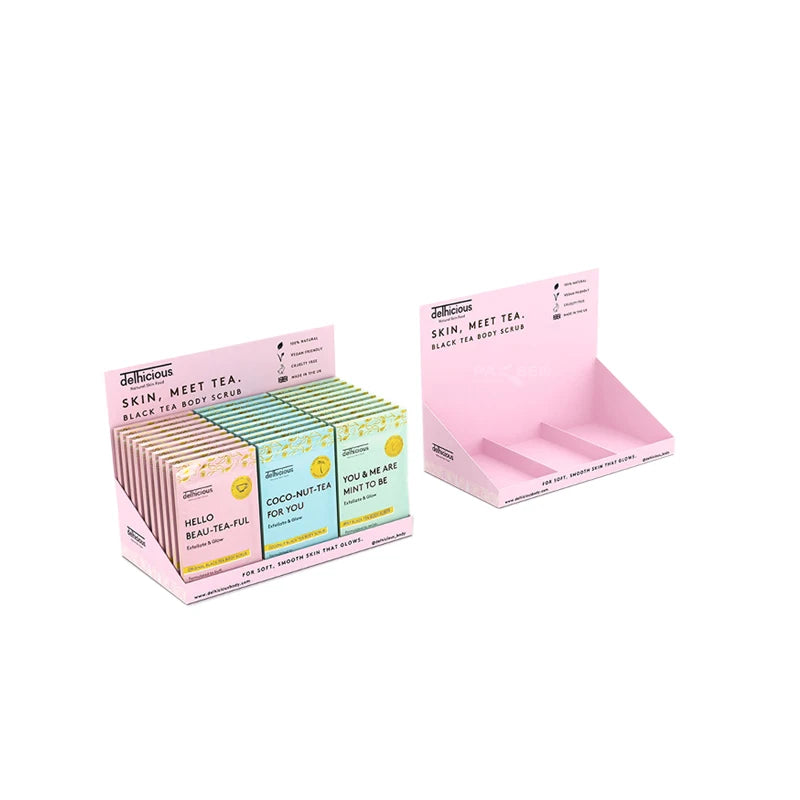 Customized Recycled Corrugated Cosmetic Cardboard Countertop Display Stand Wholesale Carton Display Box for Supermarket