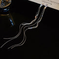 925 Silver Needle Long Tassel Zircon Earrings Zircon Inlaid Diamond Long Tassel Earrings Luxury Temperament Earrings for Women