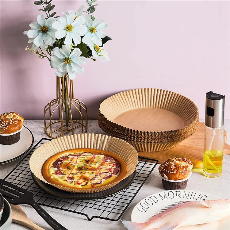Disposable Large Size Non-Stick for Airfryer Liner Oven Safe Paper Baking Cups for Household Cooking Baking Grilling for Food
