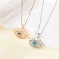 Wholesale No Fade Stainless Steel Korean Collarbone Chain Women Luxury Design Rotatable Eye Necklace