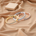 Stainless Steel Half Eternity Ring Gold Silver Rose Gold Paved Zircon Stackable Couple Ring
