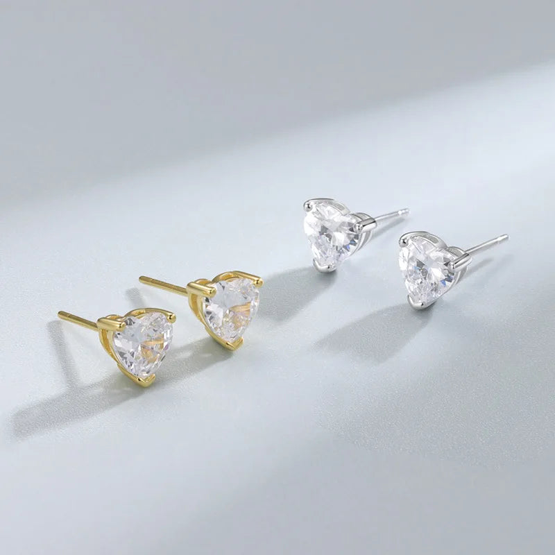 Cute Design S925 Sterling Silver CZ Triangle Trendy Stud Earrings 925 Silver Jewelry for Women RE3148