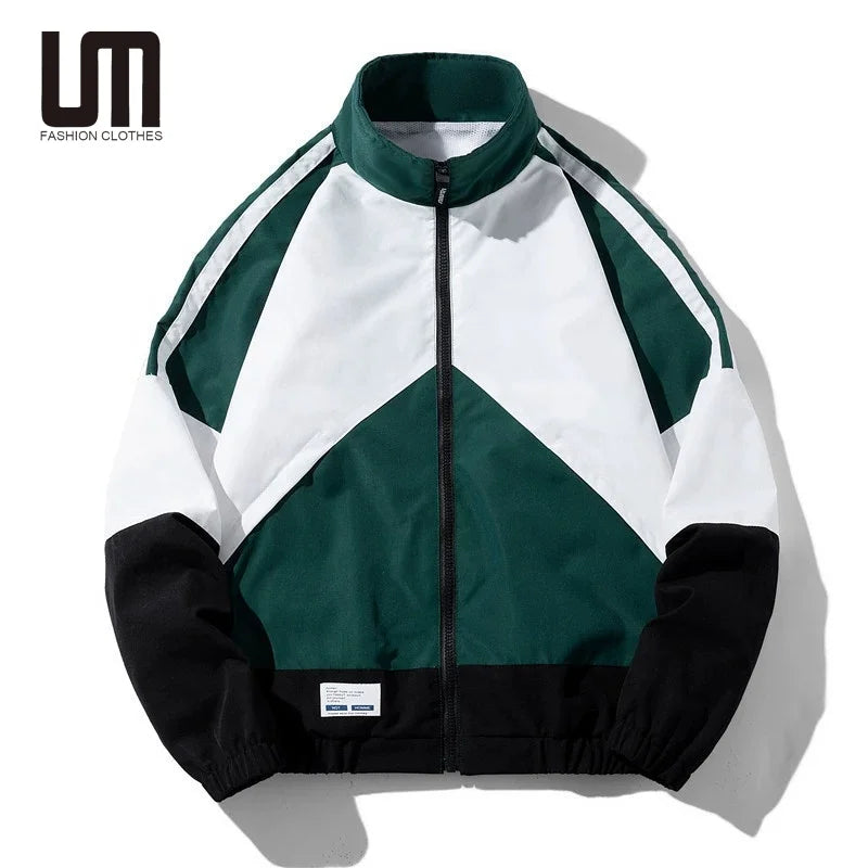 Liu Ming Clothing Manufacturers Custom Fashion Casual Contrast Color Round Neck Clothing Loose Windproof Jackets for Men