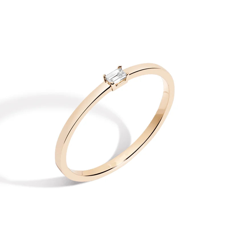H&F Original Wholesale Baguette Real Diamond Ring Couple Anniversary Luxury Pure 14k Gold Classic Wedding Ring