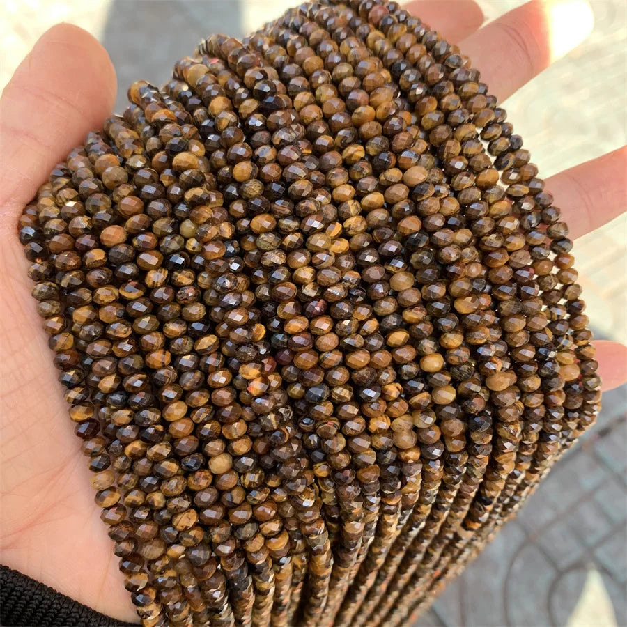 Wholesale 4*3mm 3*4mm Natural Tiger-eye Faceted Rondelle Beads Spacer Faceted Rondelle Stone Beads for Jewelry Mak