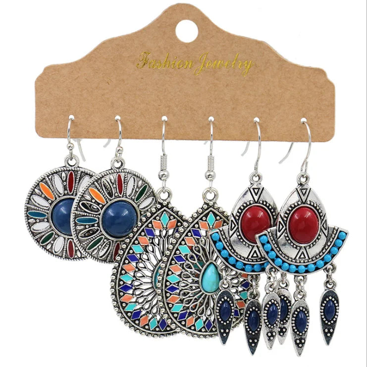 Newest Design Trendy Boho Alloy Hoop Tassel Earrings Women Earings Set Wholesale 2025