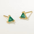 Nagosa Minimalist Jewelry 18k Gold Vermeil 925 Sterling Silver Triangle Emerald Stud Earrings