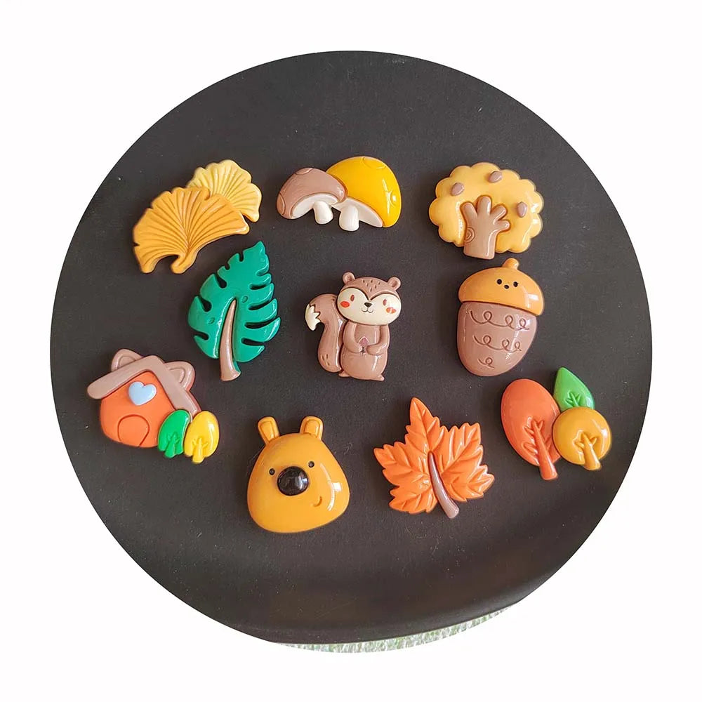 Fashion Charms Resin Leaves House Nut Squirrels Mix Cabochon for DIY Jewelry Making Bracelet Finding