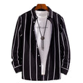 2022 Fashion Youth Casual Printed Long-sleeved Shirt Men's Plus Size Shirt