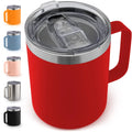 12oz Stainless Steel Travel Mug Fashionable Coffee Tumbler with Handle and Sliding Lid for Outdoor Camping and Travel