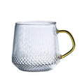 350ml 400ml  clear Vertical Fringe Ribbed Glass Coffee Mug Tea Water Cup with  Blue Gold Purple clear Handle Glass Cup