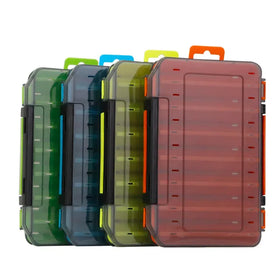 SNEDA Wholesale Double Sided Colorful Fishing Box for Wood Shrimp Lure Accessory Boxes 14 Compartments