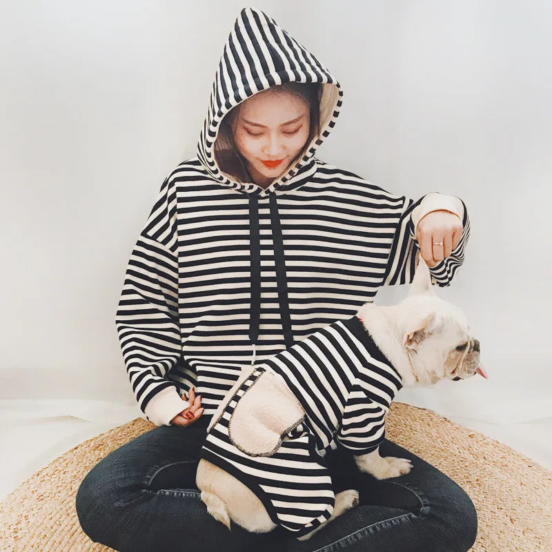 Wholesale THICK Warm Fleece Designer Striped Human and Dog Matching Sweatshirt Apparel