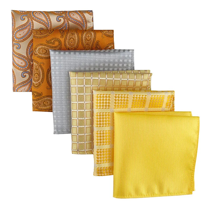 Handmade Yellow Silk Pocket Square for Men Gold Personalised Men's Handkerchief Japan Wholesale