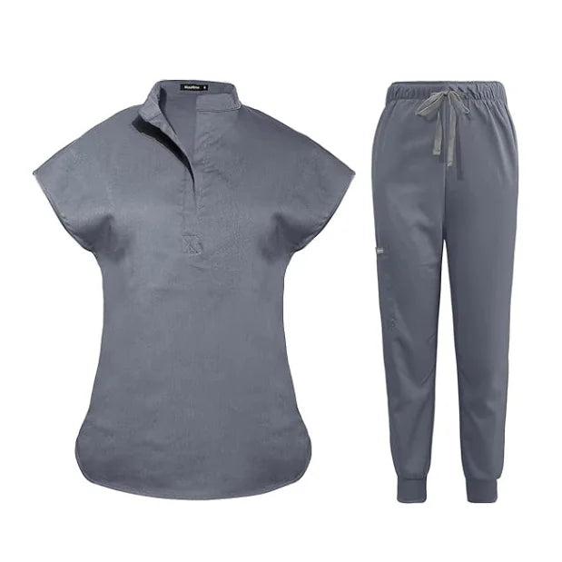 72% Polyester 21% Rayon 7% Spandex Nurse Uniform Jogger Suit Stretch Premium Hospital Uniform
