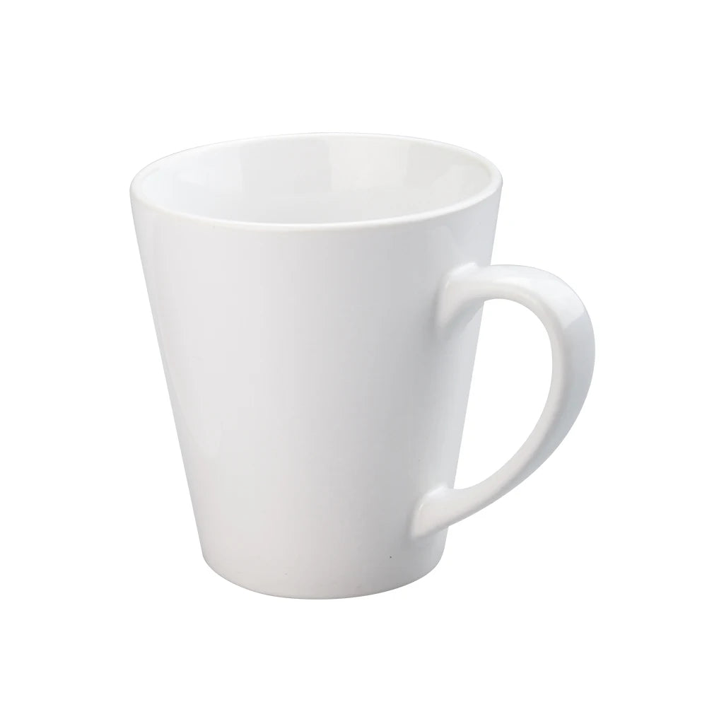 Hot Sale Blanks Customized Personalized White Porcelain 12oz Cone Shape Coffee Latte Mug Sublimation Coated Mug Tea Mugs Gift MegaBDM