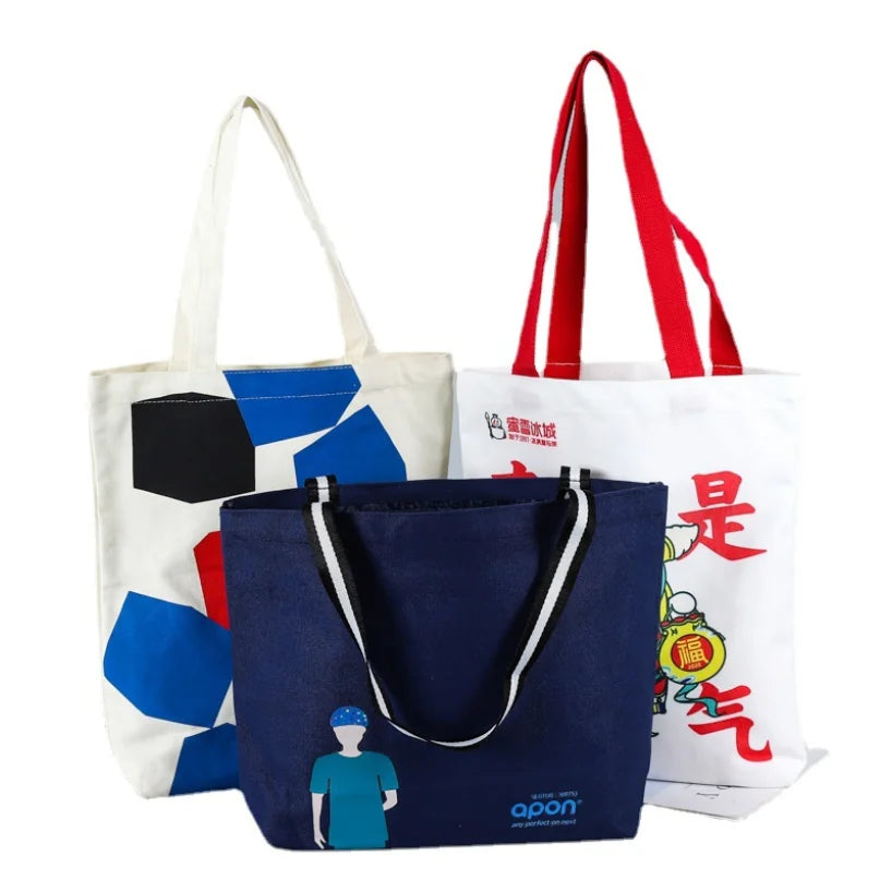 Design Your Own Custom Reusable Tote Bag Recycled Cotton Canvas Fabric Adjustable Buckle Closure Multiple Handle Options Custom