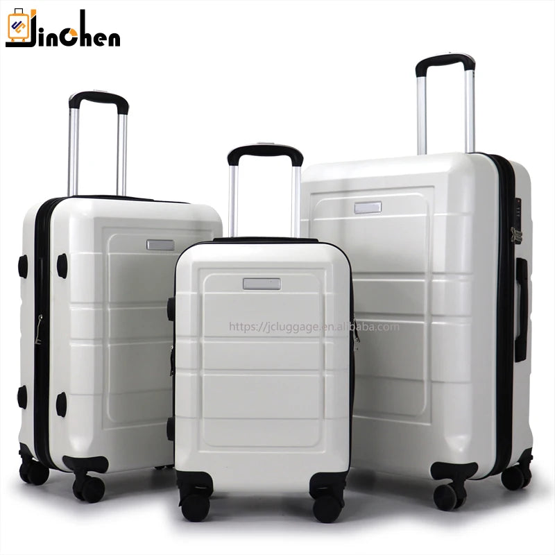 Wholesale Luxury Hard Shell Trolley Luggage Sets Custom logo Gray Lightweight Waterproof 3 Pieces Travel Suitcases Luggage Set