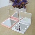 Makeup Mirrors 6 LED Lamps Women Foldable Lights Lady Cosmetic Hand Folding Portable Compact Pocket Mirror Makeup Tools
