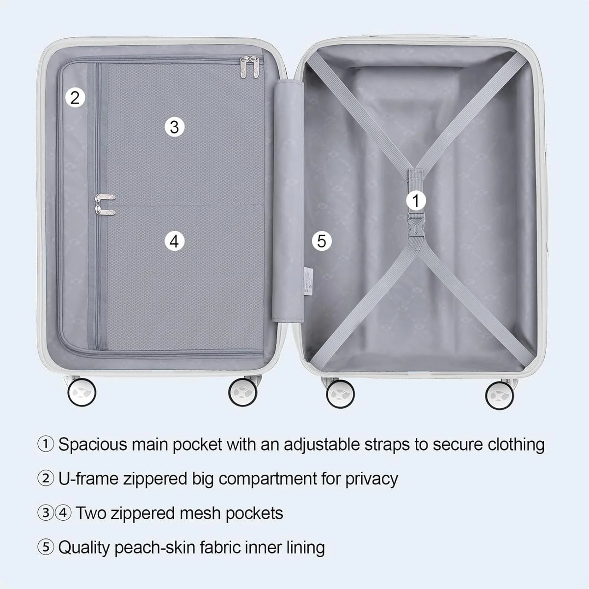 MGOB PC Luggage Customized 20" 24" 28" DURABLE WATERPROOF Travelling Bags Trolley Suitcases Luggage Sets 3 Pieces LUGGAGE Set