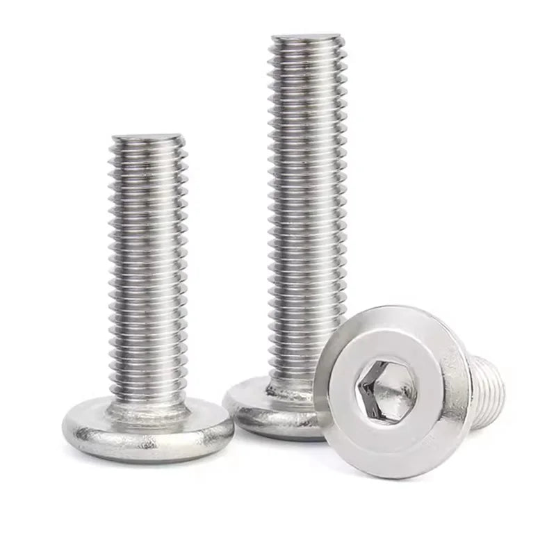 SS304 Furniture Screw with Bevel Corner Chamfer Flat Round Head Hexagon Socket-ISO Standard Metric Measurement System