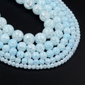 Wholesale Natural Stone 6 8 10mm Light Blue Cracked Crystal Round Loose Stone Beads for Jewelry Diy Making