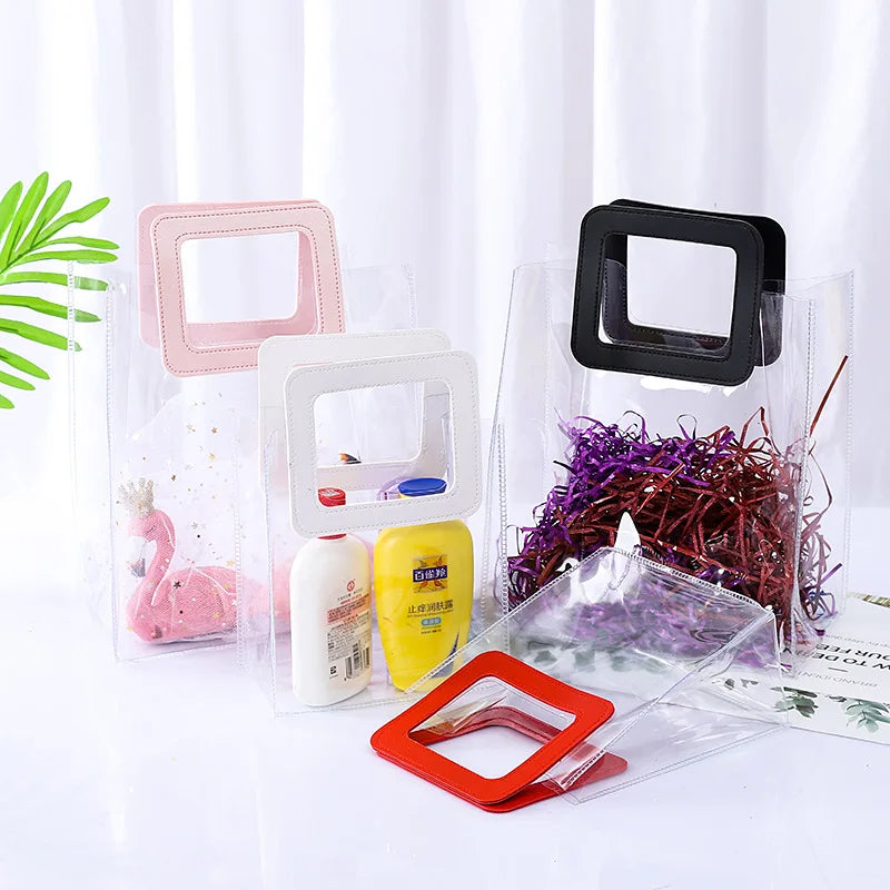 18*20*10cm Shopping Tote Boutique Hologram PVC Holographic Transparent Reusable Tote Clear Shopping Bags