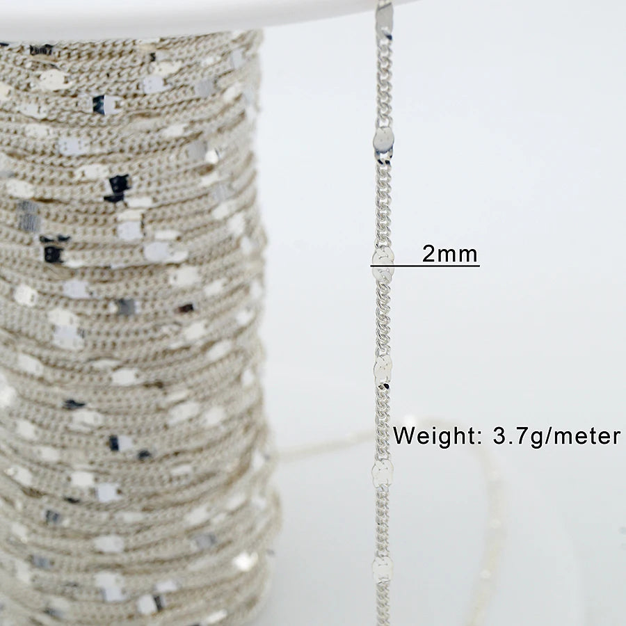 High Quality Jewelry Curb Valentine Custom Silver Chain 925 Sterling Silver Made in Italy Chain in Roll by Meter