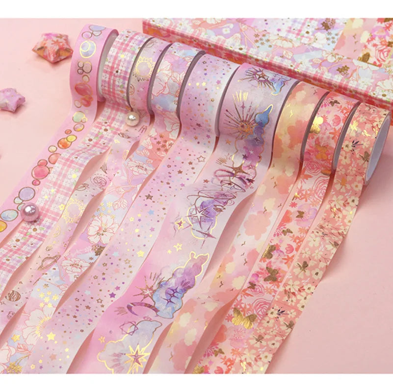New Hot Creative DIY Decorative Hand Account Stickers Exquisite Washi Tape Set of 9 Rolls for Masking with Rubber Adhesive