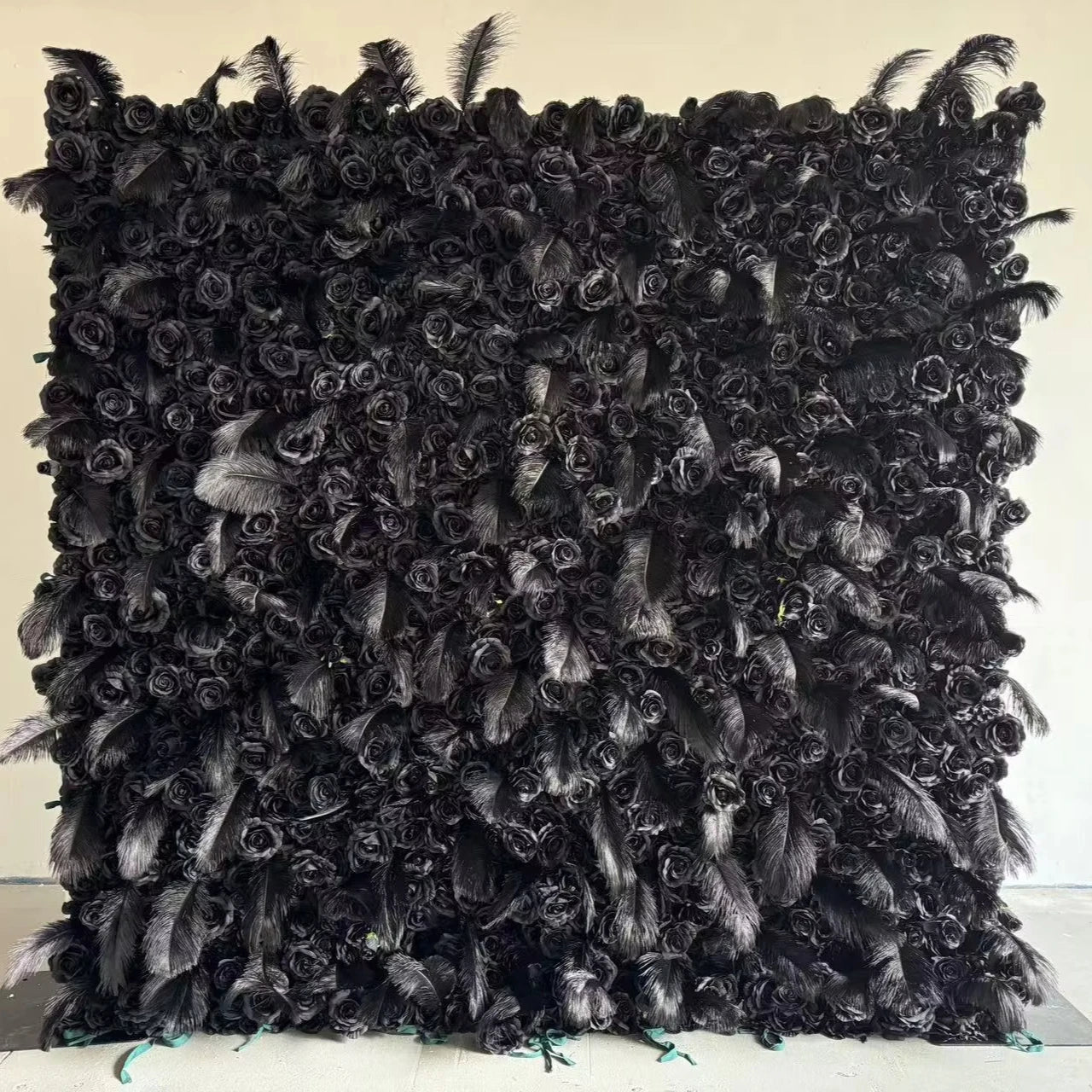 Wedding Backdrop Black Silk Artificial Flower Wall Christmas Party Floral Decoration 8x8ft Roll up Stage Wall Panel