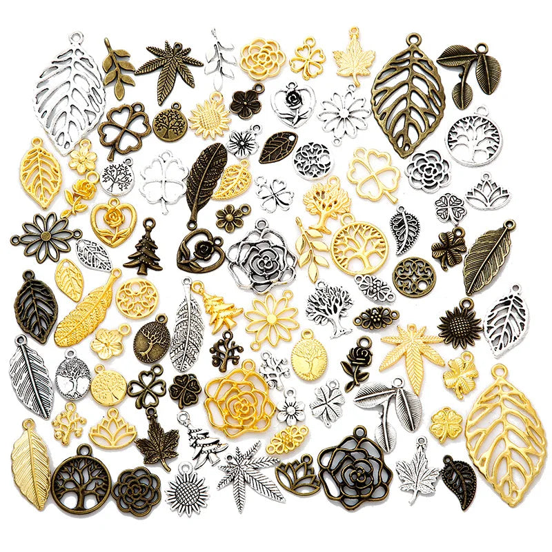 YuenZ 30pcs/set Alloy Mix Plant Leaf Flower Charm Fit Jewelry Pendant for DIY Necklace Bracelet Jewelry Making Findings U071