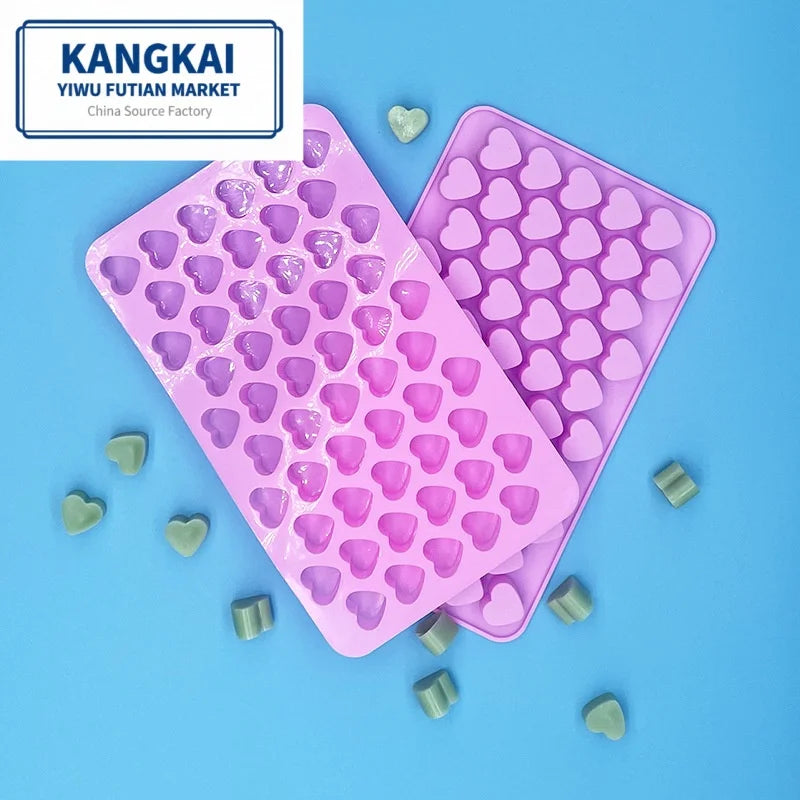 Hot Sale OEM Wholesale 55 Cavity DIY Silicone Heart Shape Mold Silicon Chocolate Bar Moulds Candy Molds MegaBDM