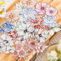 40-Pack Flower Blossom Deadline Series Plant Line Drawing Handbook Materials Decorative Stickers Pack