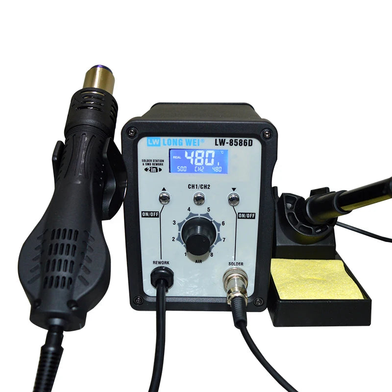 LW-8586D 2 in 1 750W Hot Air Gun  480â„ƒ LCD Digital Display Welding Rework Station Electric Soldering Station Maintenance