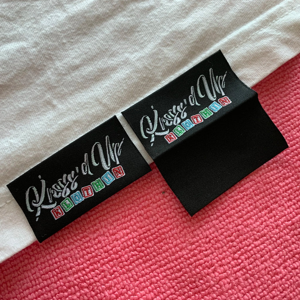 Multiple Colors Weaving logo Long Hem Label for GarmentComfortable Sewing on Long Hem Tag for Shorts