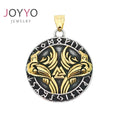High End Design Stainless Steel Viking Pendant Totem Amulet Raven Bird Durable Jewelry Pendant Necklace for Men