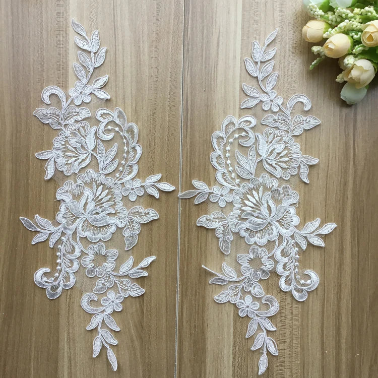 New Flowers Patch Wedding Decoration DIY Ornaments Lace Applique Mesh 100% Polyester Bride Dress Accessories